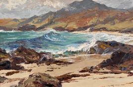 •Sheila MacLeod Robertson R.S.M.A. (Scottish, 1927-2020), "Rough Seas, Barra, Hebrides", signed