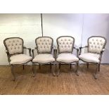 A set of four fauteuils by Coach House, of 18th century design, with stained wooden frames, the