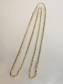 A 9ct gold belcher link guard chain, stamped "9ct". Length 80cm, 16 grams
