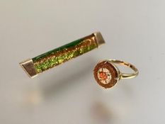 A late 19th century micro-mosaic ring, the small circular plaque arranged as a flower head within an