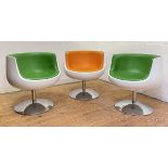 After Eero Aarnio (Finland), a set of three "Cognac" chairs, the white lacquered moulded