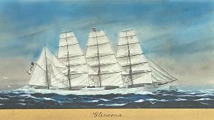 19th Century School, a study of the four-masted barque "Glencona", at full sail, unsigned,