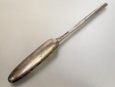 A George III silver marrow scoop, Richard Crossley, London 1787, of characteristic form, engraved