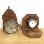 A Smiths automobile clock melted on wall hanging frame, dial measures 8cm along with another clock