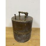 A late 19thc/early 20thc hot water reservoir with exterior probably brass, the handle and two