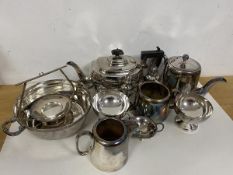 A mixed lot of Epns including a teapot (15cm), a further teapot, milk jug, sugar bowls, pepperettes,