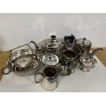 A mixed lot of Epns including a teapot (15cm), a further teapot, milk jug, sugar bowls, pepperettes,
