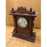 A Wren Waterbury Clock Company table clock with moulded case later adapted to electrical battery