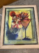 Ewart, A Cocktail and Flowers, mixed media, signed bottom right (61cm x 49cm)
