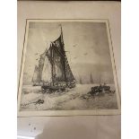 H.F. Evans, Fishing Boat, etching, signed in pencil bottom right (33cm x 30cm) (frame a/f)