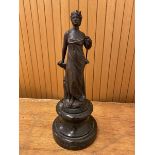 A German bronze figure of a woman with anvil and hammer inscribed verso WEIHNACHT 1900 above a