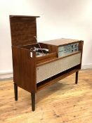 A Vintage mid century teak cased radiogram by Gerrard, H72cm, W101cm, D40cm