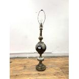 A large cast brass and glass table lamp, in a Victorian style, H100cm