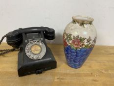 A 1930s/40s Rotary telephone, the dial inscribed Portobello and a Maling vase of baluster form (