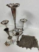 A mixed lot including an Epns epergne (30cm), a flower tube, possibly inscribed BB to base and an