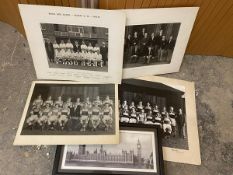 A vintage photograph of Westminster and three vintage school sports team photographs and another (
