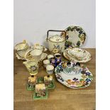 A mixed lot of 1920s/30s china including a biscuit barrel (17cm), hors d'oeuvre dish, milk jug,