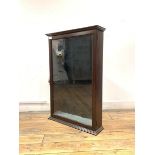 A mahogany wall hanging display cabinet, fitted with three glass shelves, H81cm, W54cm, D15cm