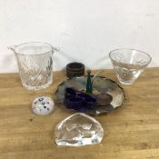 A mixed lot including a cut glass wine cooler, measures 14.5cm high, Epns tray, a Mats Jonasson