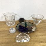 A mixed lot including a cut glass wine cooler, measures 14.5cm high, Epns tray, a Mats Jonasson