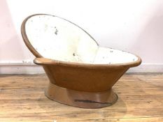 A Victorian painted tin hip bath, H61cm, W59cm, L87cm