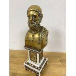 A Grand Tour style figure of Greek Philosopher on a ceramic pedestal base (26cm)