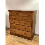 A Victorian satinwood chest, fitted with two short and four long graduated drawers, raised on a