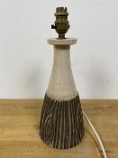 A Poole pottery table lamp of bottle form the base is in a simulated wood pattern measures 34cm to