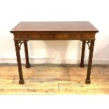 A Chippendale style mahogany side table, rectangular top over figured frieze, raised on blind fret