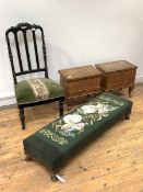 A mixed lot to include a Victorian ebonised side chair with upholstered seat, (H93cm) a long