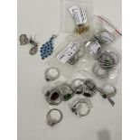 A quantity of silver jewellery including rings, most set ammolite and a polki diamond ring, pendant,