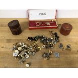 A mixed lot of sleevelinks and studs, some silver, single cufflink marked Georg Jensen Denmark (a/f)