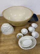 A mixed lot of china including a late 19thc jelly mould with recipe to side, a further jelly