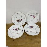 A set of six German plates with floral decoration, bases bear stamp of interlocked C's under