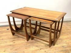 G Plan, A mid century teak nest of three tables, H51cm, W99cm, D50cm