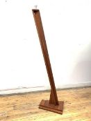 A Vintage mid century teak standard lamp, the angular column on a stepped base, H157cm