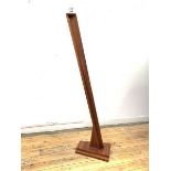 A Vintage mid century teak standard lamp, the angular column on a stepped base, H157cm