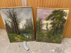 20thc school, Forrest Landscape, oil (39cm x 29cm) and another similar (2)