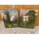 20thc school, Forrest Landscape, oil (39cm x 29cm) and another similar (2)