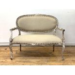 A Coach House two seat sofa, late 20th century, in the Louis XVI taste, with limed wooden frame,