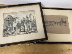Piere-Francois Basan, Farmhouse, engraving (17cm x 23cm) and another etching (2)