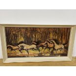 After William Rutledge, modern reproduction print of Horses in a Forrest (44cm x 90cm)