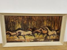 After William Rutledge, modern reproduction print of Horses in a Forrest (44cm x 90cm)