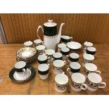 A Spode coffee set including eight demitasse cups and saucers, coffee pot which measures 24cm