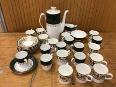 A Spode coffee set including eight demitasse cups and saucers, coffee pot which measures 24cm