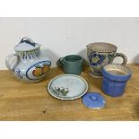 A mixed lot of china including a Buchan stoneware lidded jug (21cm), Buchan ware plate and milk jug,