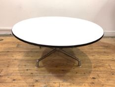 Charles and Ray Eames for Herman Miller, A coffee table, the circular white laminate top over a four