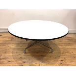 Charles and Ray Eames for Herman Miller, A coffee table, the circular white laminate top over a four