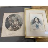 An 18thc print, Pomona, published 1787 (23cm x 21cm) and a 19thc portrait, possibly Anne Loetita,