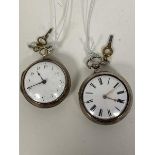 A George III silver pair cased verge fusee pocket watch, white enamelled dial with arabic chapter